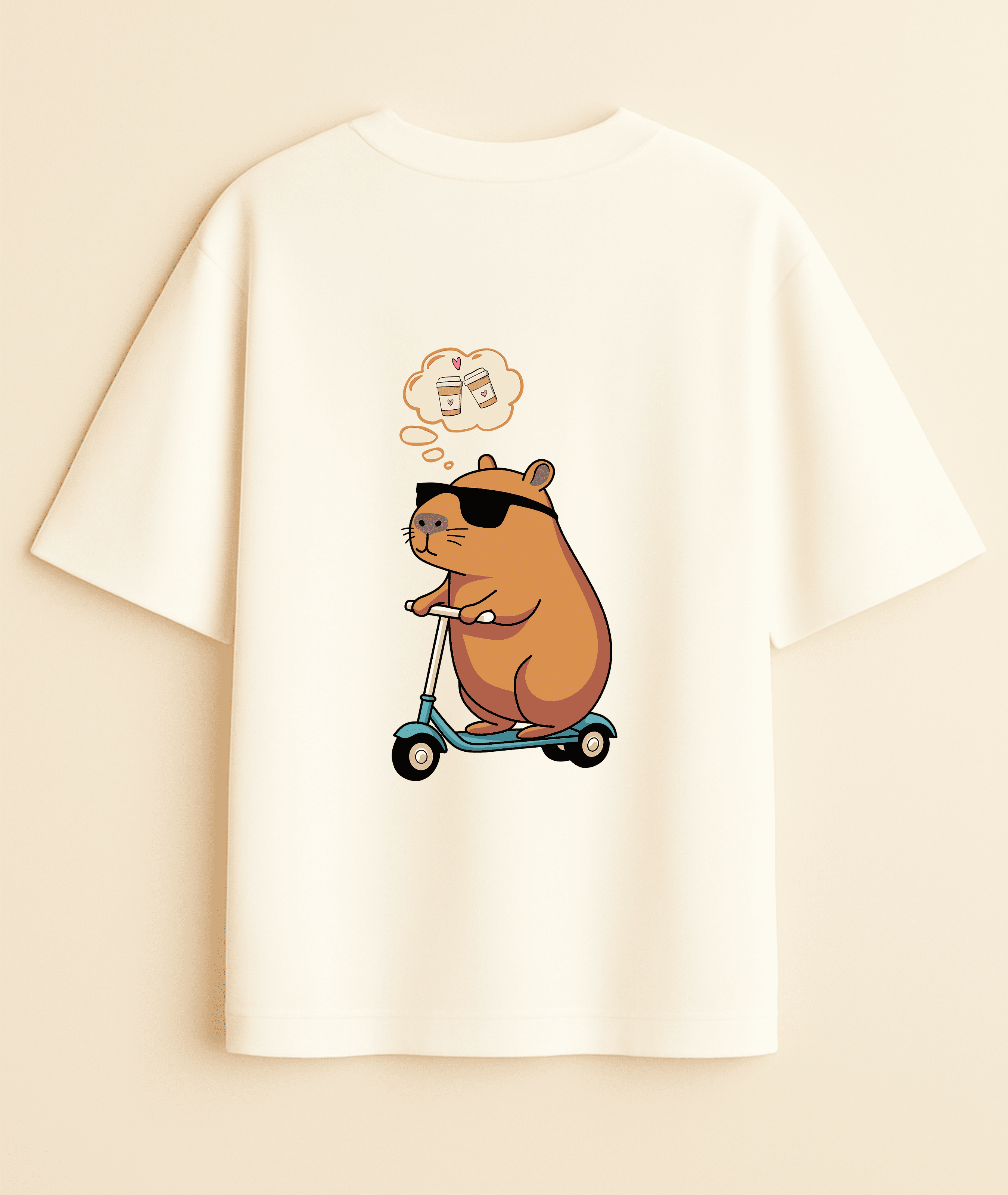 "Coffee Date with Capy" Oversized Couple Tee Set Noirs Clothing -Noirs Clothing