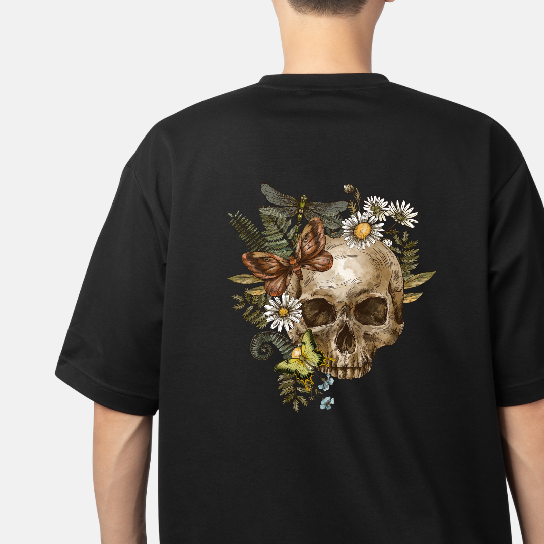 "Urban Bloom" Skull T-Shirt | Vintage Streetwear Noirs Clothing -Noirs Clothing