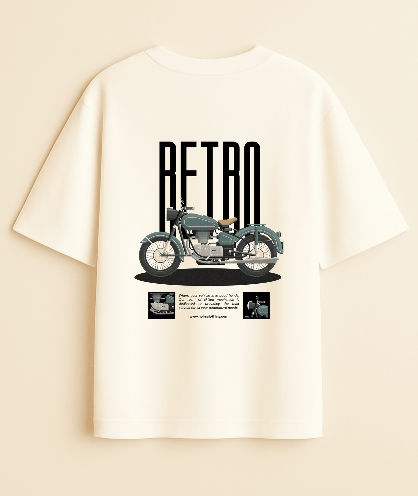 "Vintage Cruiser" Oversized Tee | Retro Bike Graphic Noirs Clothing -Noirs Clothing