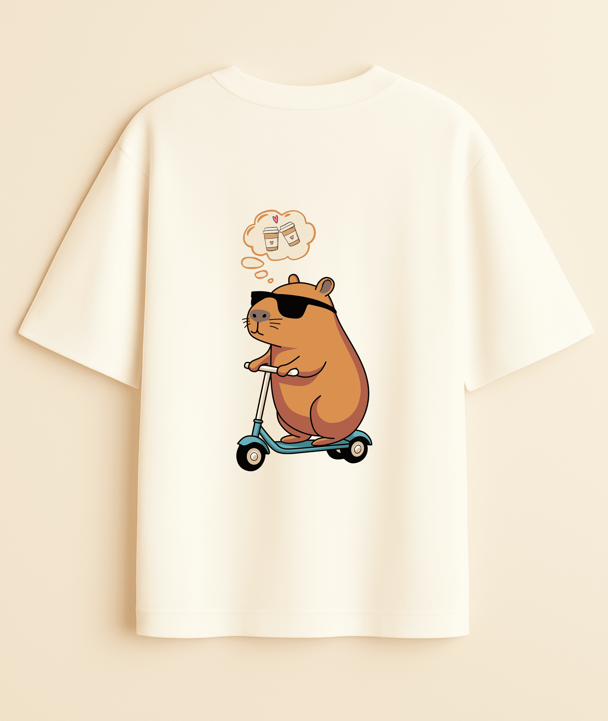"Coffee Date with Capy" Oversized Couple Tee Set Noirs Clothing -Noirs Clothing