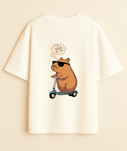 "Coffee Date with Capy" Oversized Couple Tee Set Noirs Clothing -Noirs Clothing