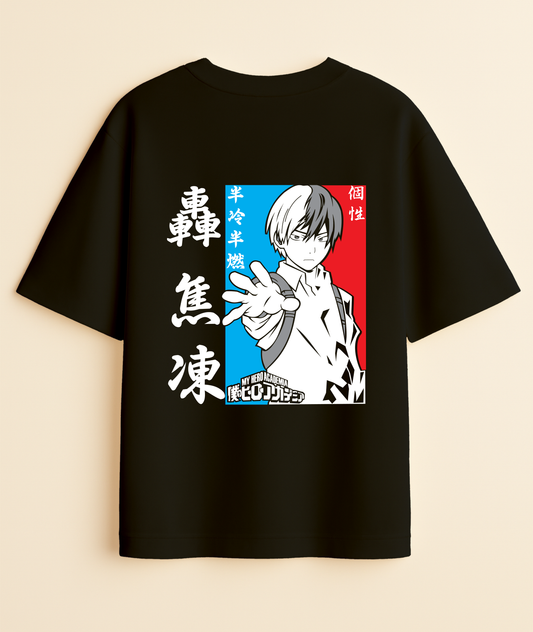 FIRE & ICE HERO: Todoroki Explosion Oversized Tee -Noirs Clothing- 