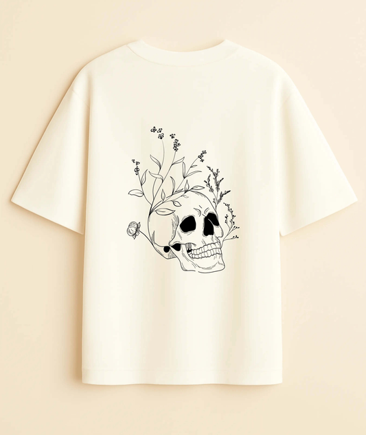 "LIFE AFTER DEATH" Skull & Rose Oversized Tee -Noirs Clothing- 