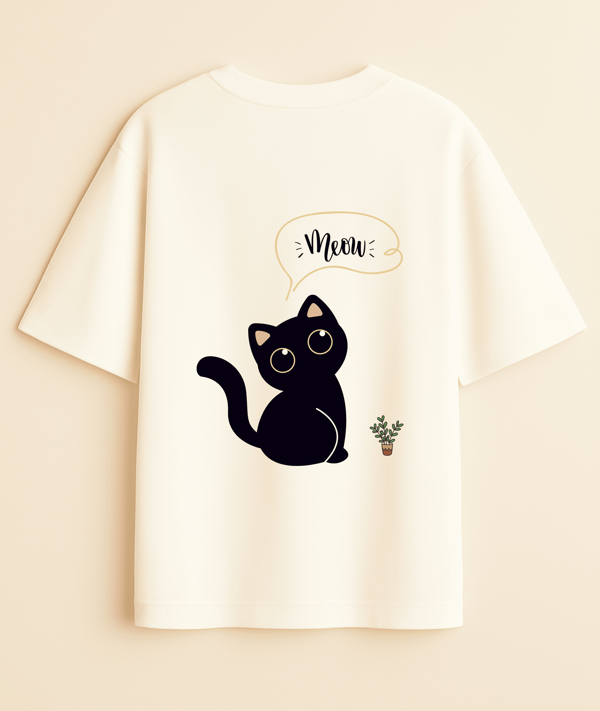"Meow" Oversized Tee | Cute Cat Graphic T-Shirt Noirs Clothing -Noirs Clothing