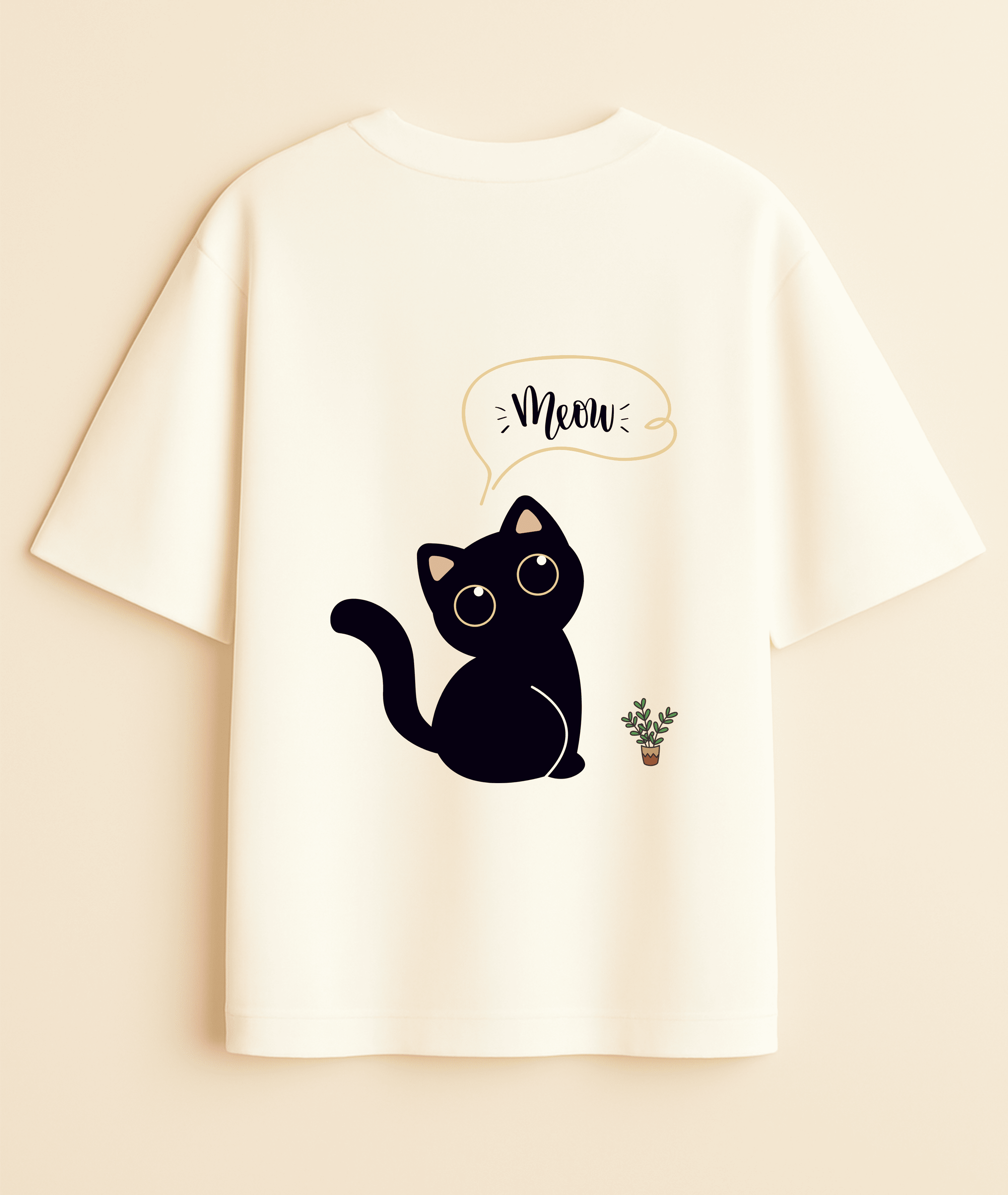 "Meow" Oversized Tee | Cute Cat Graphic T-Shirt Noirs Clothing -Noirs Clothing