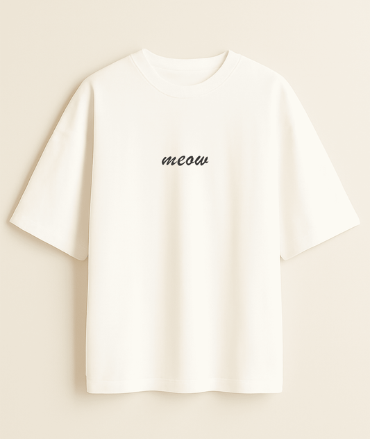 "Meow" Oversized Tee | Cute Cat Graphic T-Shirt Noirs Clothing -Noirs Clothing