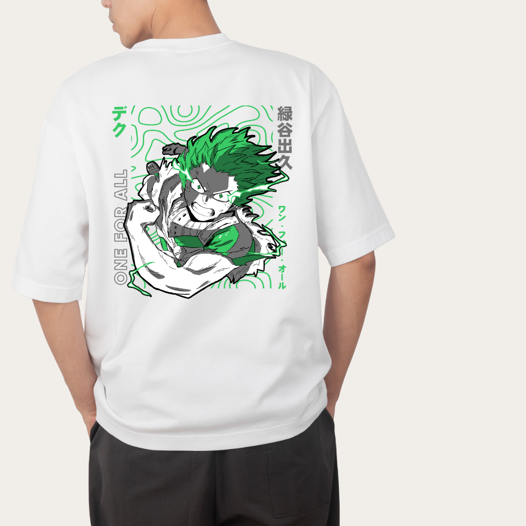 QUIRK UNLEASHED: Deku One For All Oversized Tee -Noirs Clothing- 