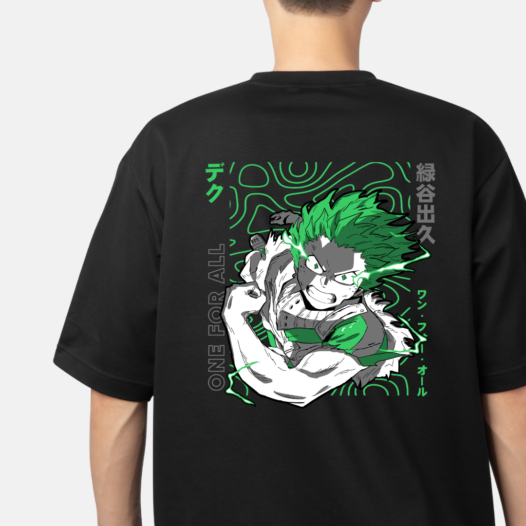 QUIRK UNLEASHED: Deku One For All Oversized Tee -Noirs Clothing- 