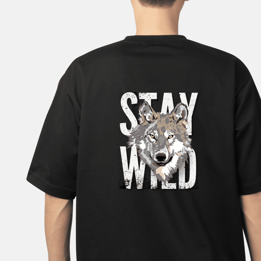 "Stay Wild" Oversized Tee | Alpha Wolf Graphic Noirs Clothing -Noirs Clothing