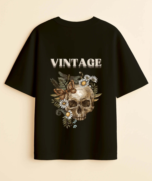 "Urban Bloom" Skull T-Shirt | Vintage Streetwear -Noirs Clothing- 